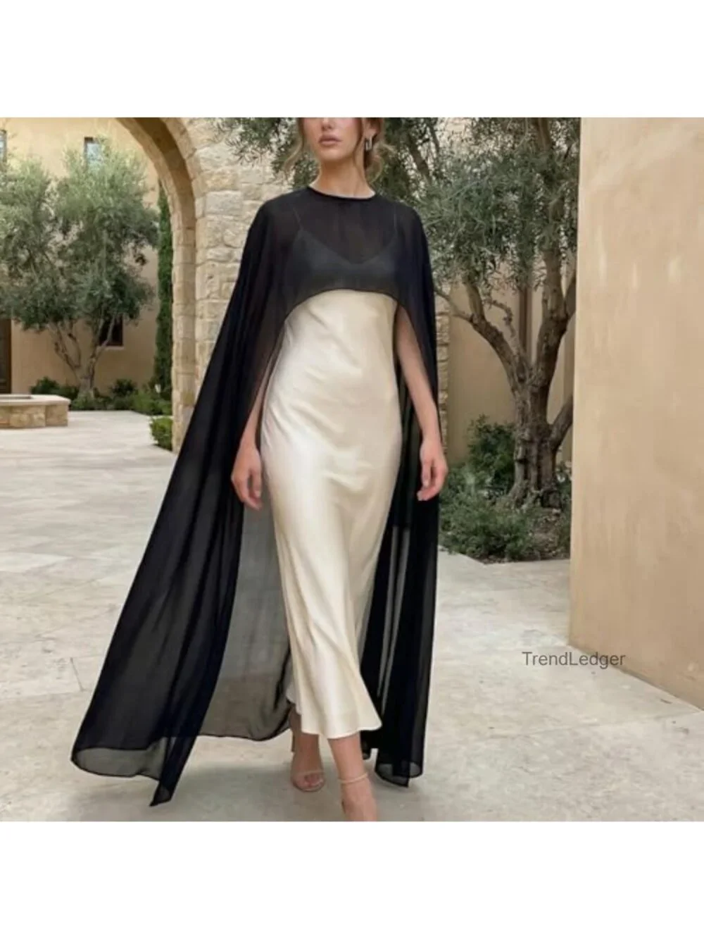 Sheer Mesh Chiffon Cape Poncho Top Evening Dress Wrap